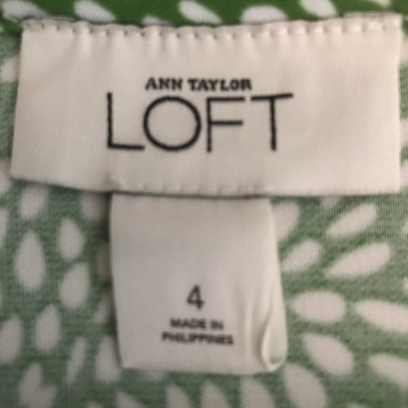 Ann Taylor Loft size 4 green & white v neck dress - Picture 11 of 12